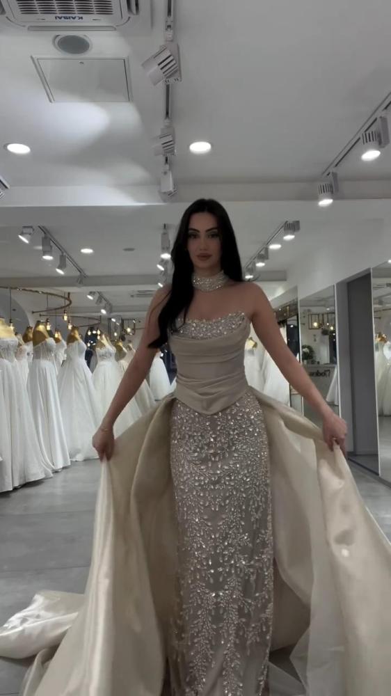 فستان سهره فخم  ميكادو المزين بالكلفه الخرز