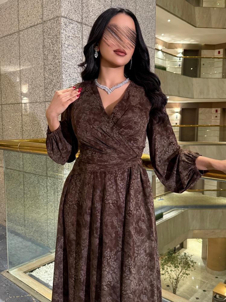 فستان دانتيل  نسائي ربطه خصر برغندي