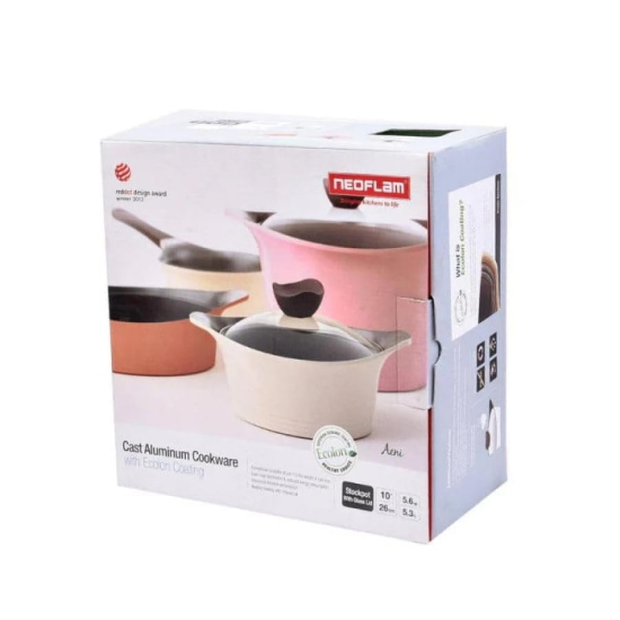 Neoflam Aini Ceramic Low Saucepan with Glass Lid, 20cm, Green