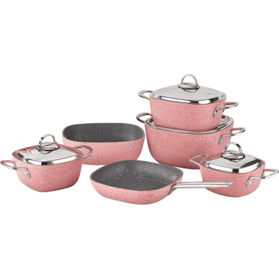 Turkish Savlon Granite Cookware Set, 10 Pieces, Pink