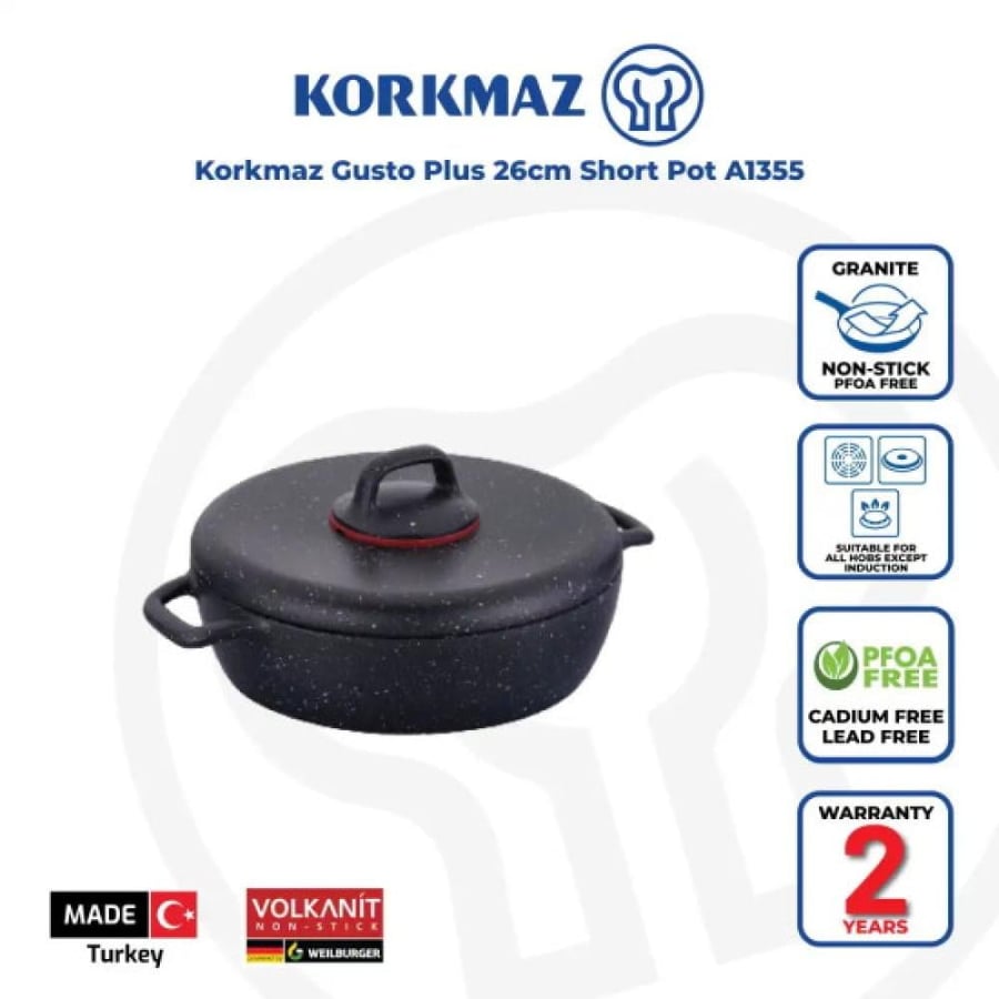 Korkmaz Gusto Plus Low Pot 26x7 cm
