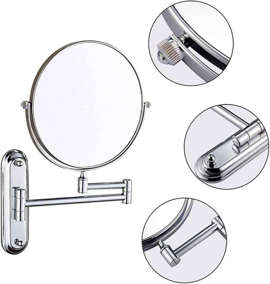 Double-sided round wall mirror - regular mirror + 20cm magnifying mirror