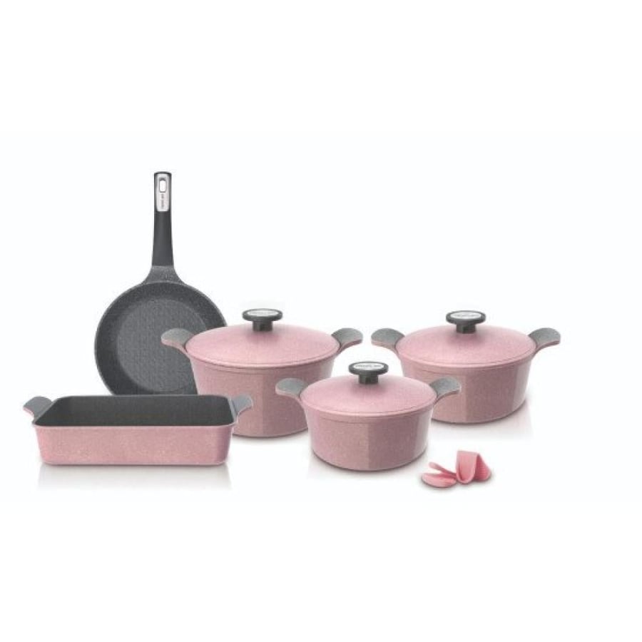Korean Granite Extreme 8-Piece Cookware Set, Pink