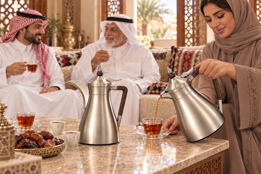 طقم ترمس ودلة ريجال استيل مطفي 1 لتر