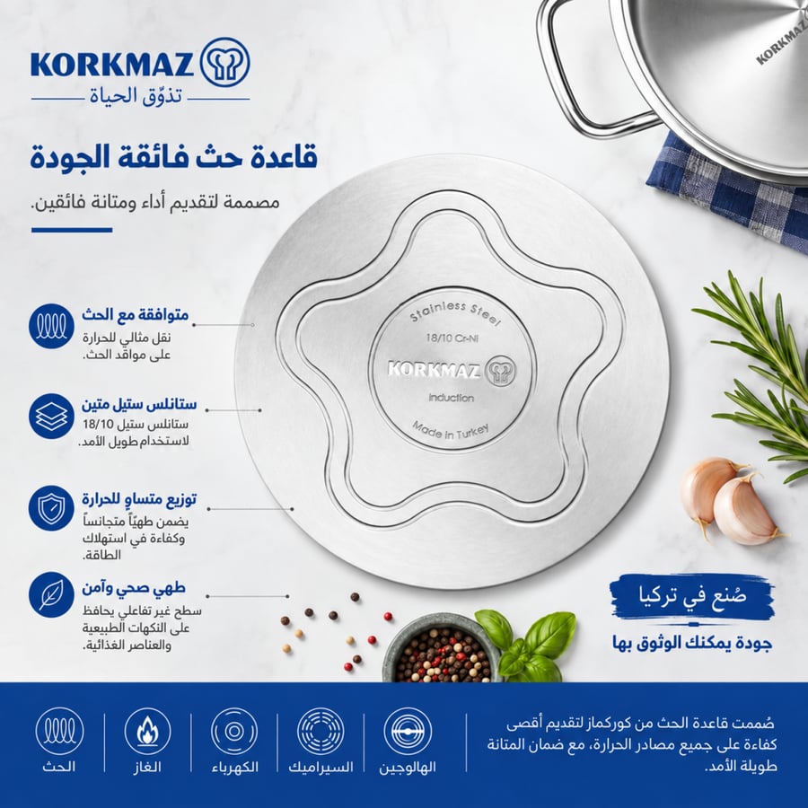 Korkmaz Astron 14-piece stainless steel cookware set