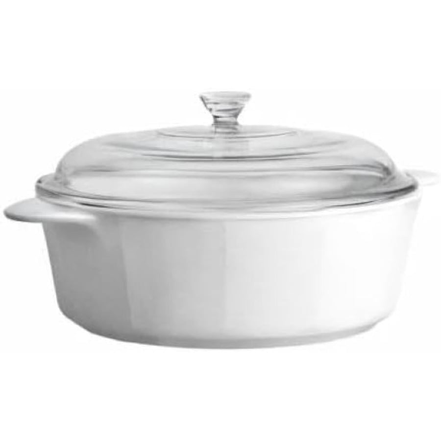 Corning Ware white ceramic saucepan with a round glass lid, 3.25 liter capacity