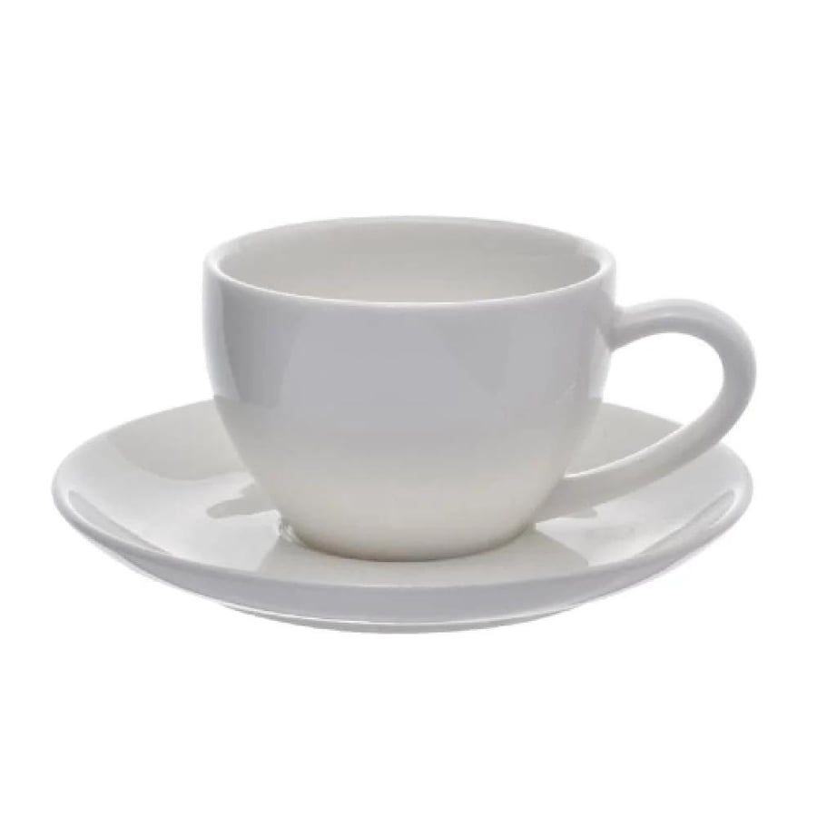 Cup and saucer set for tea, coffee and espresso