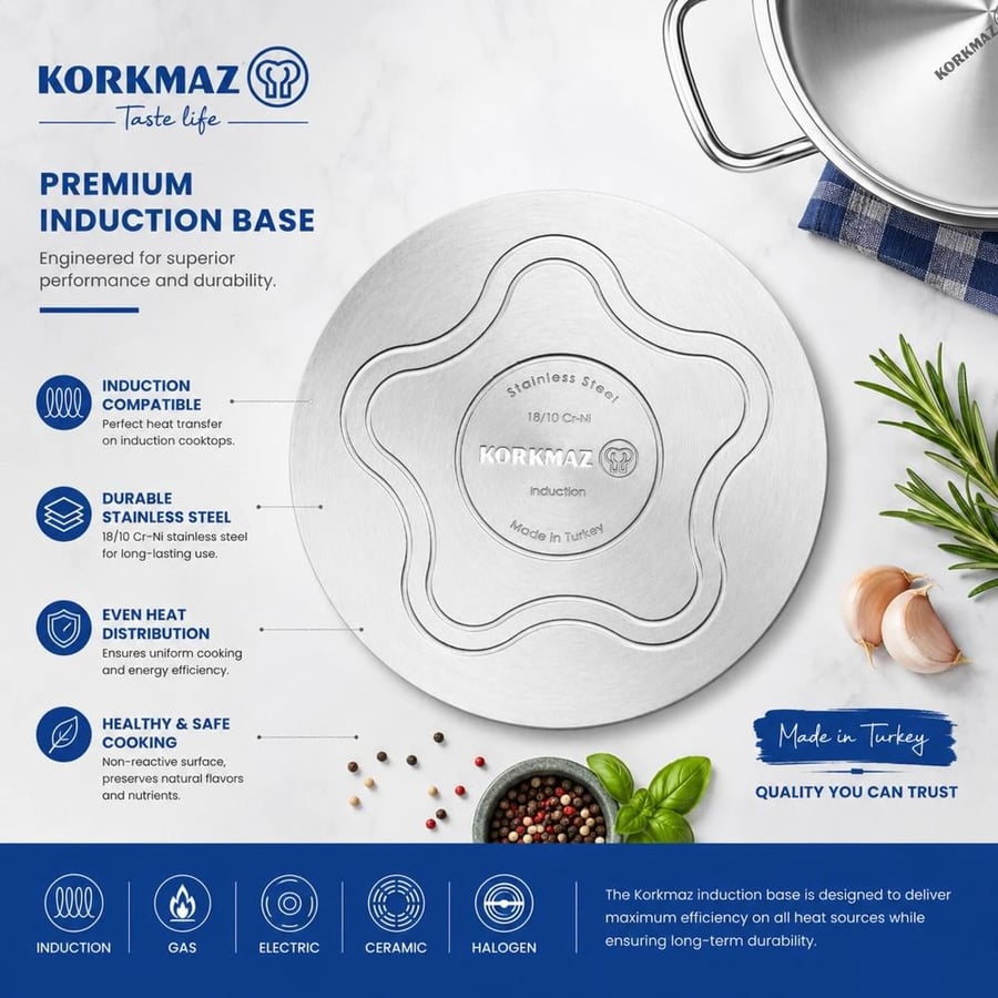 Korkmaz Astron 14-piece stainless steel cookware set