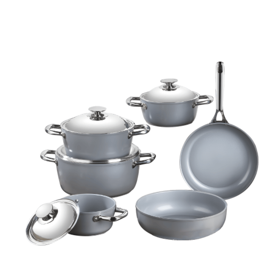 Savlon 10-piece ceramic cookware set, gray