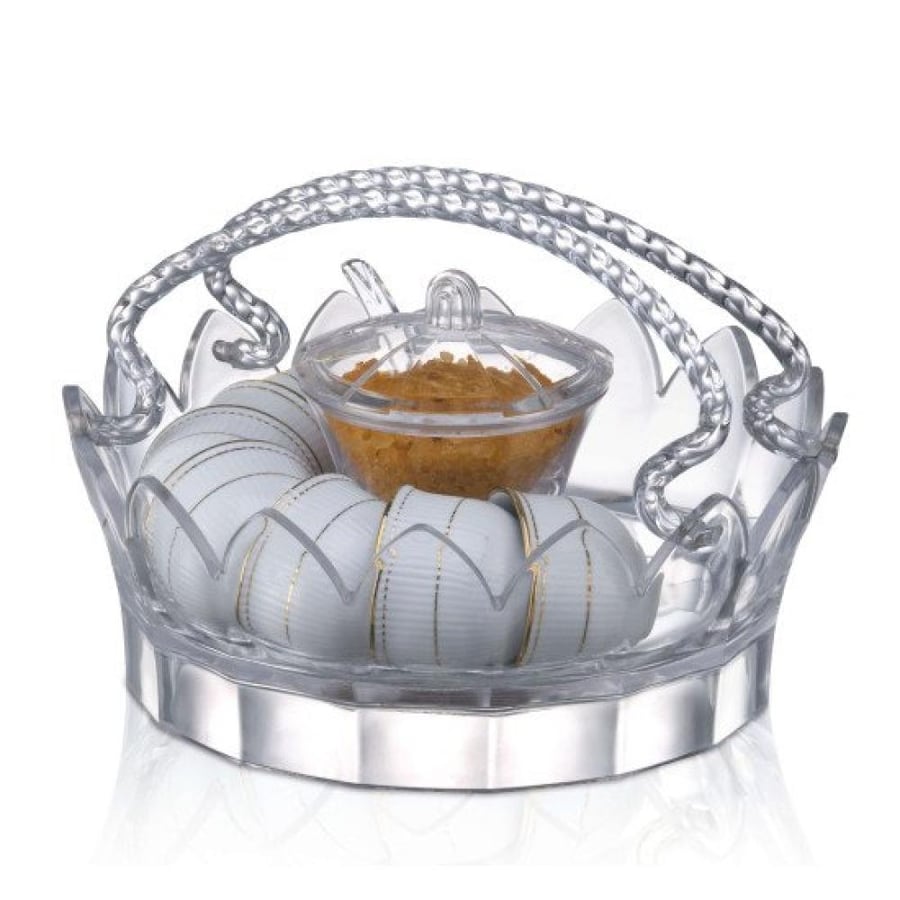 Acrylic coffee cup holder with sugar bowl