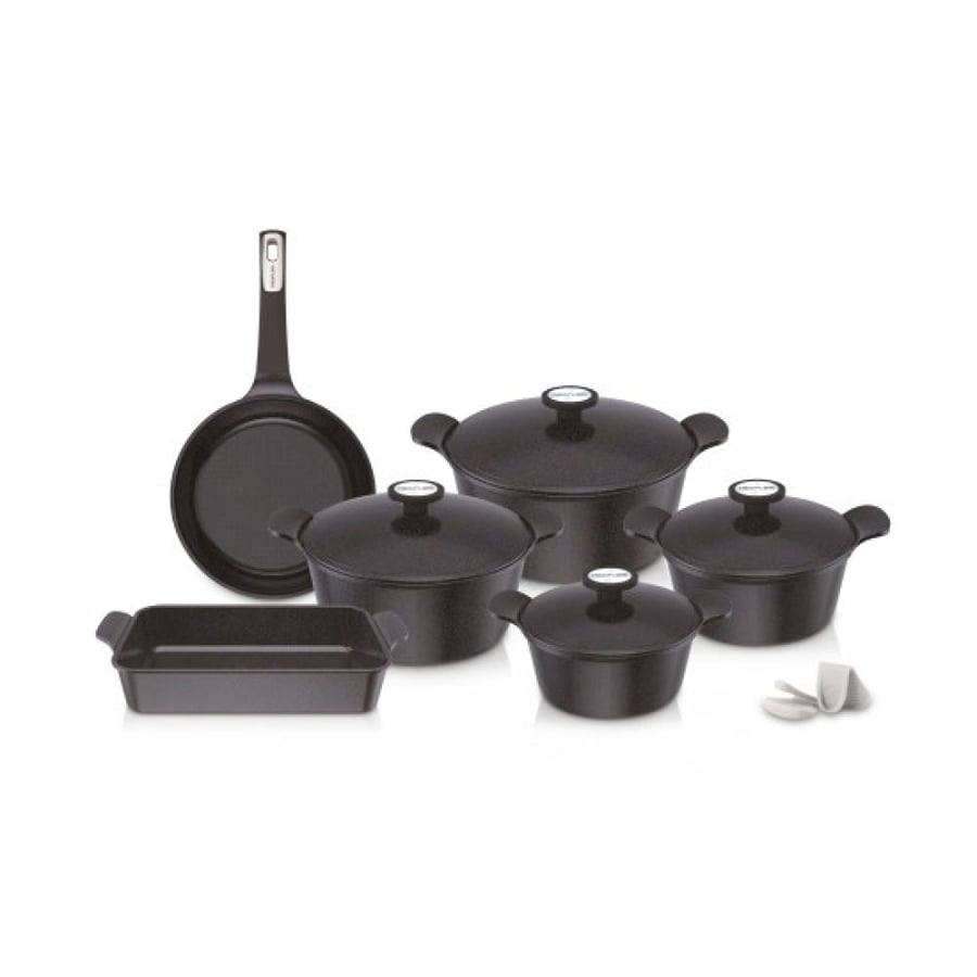 Galaxy Granite Korean Extreme 10-Piece Cookware Set, Black