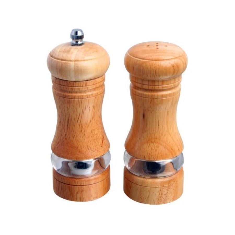 2 wooden salt shakers set