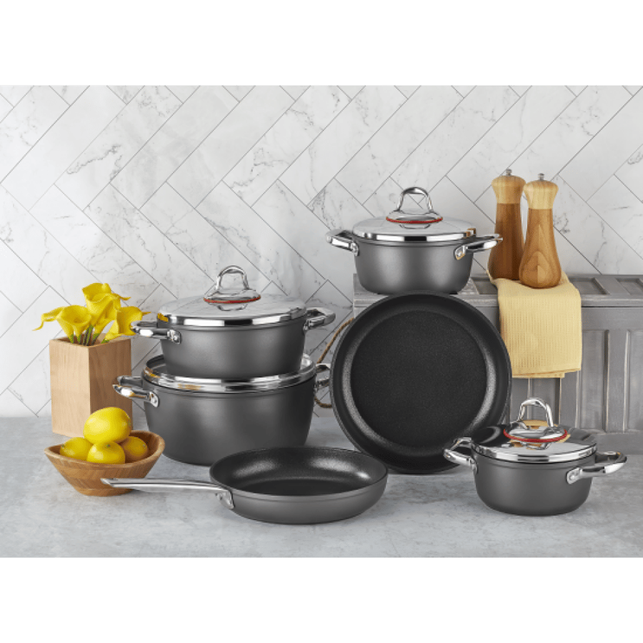 Turkish Saflon Titanium Cookware Set, 10 Pieces, Gray