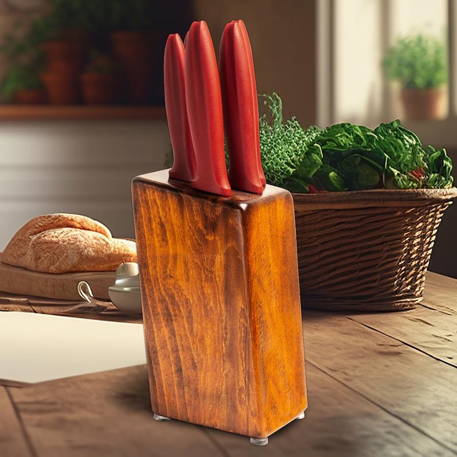 Turkish Berg knives, wooden stand, 5 pieces