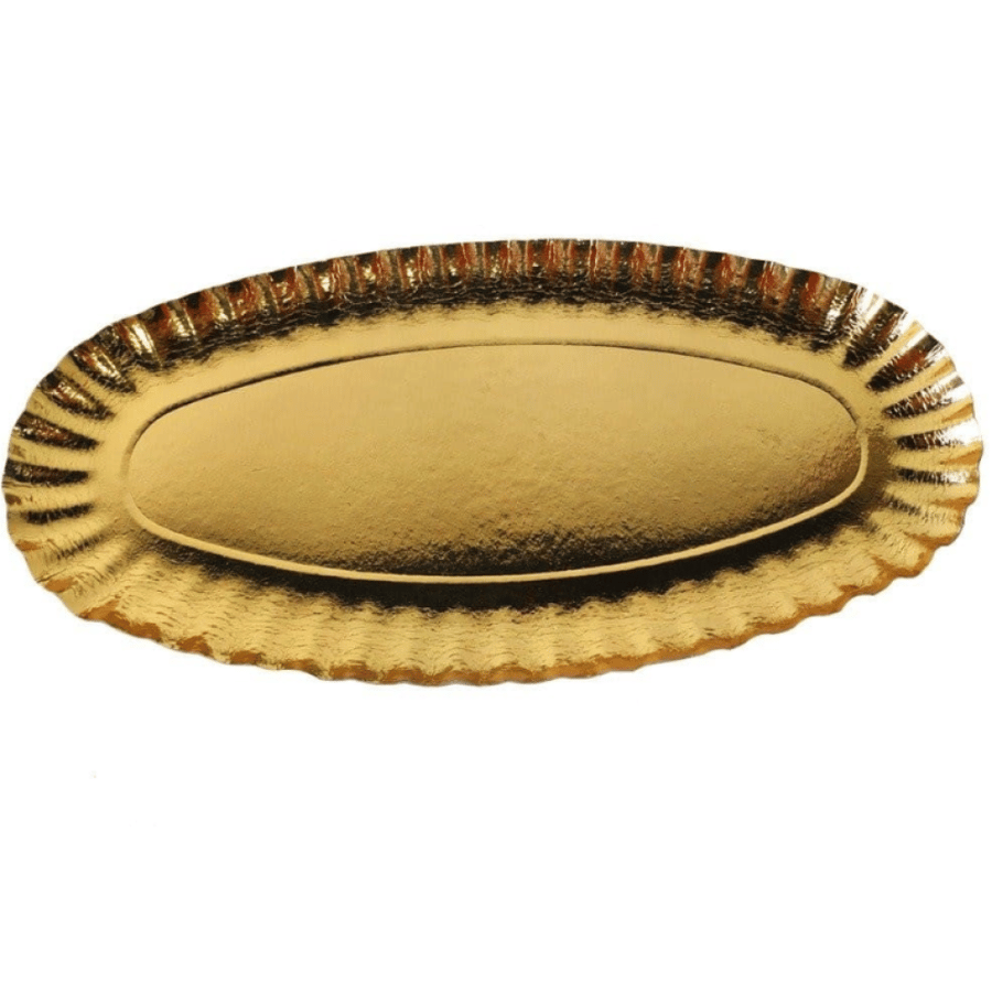Oval gold paper plate OK 170*330 mm