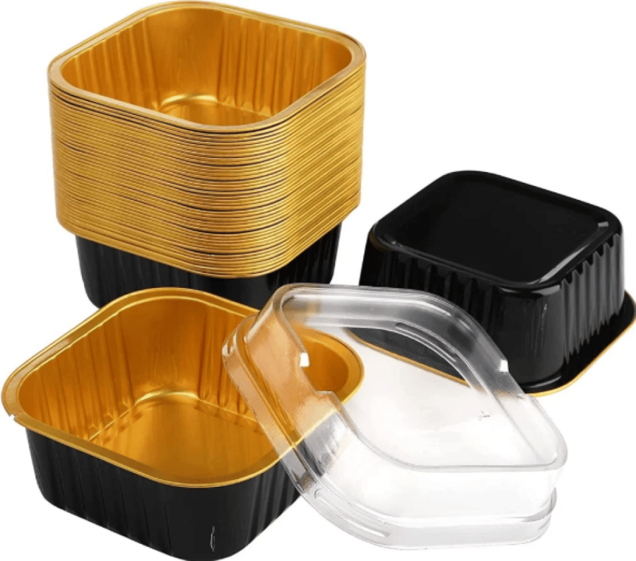Aluminum mold Jawad square gold with lid 300 ml