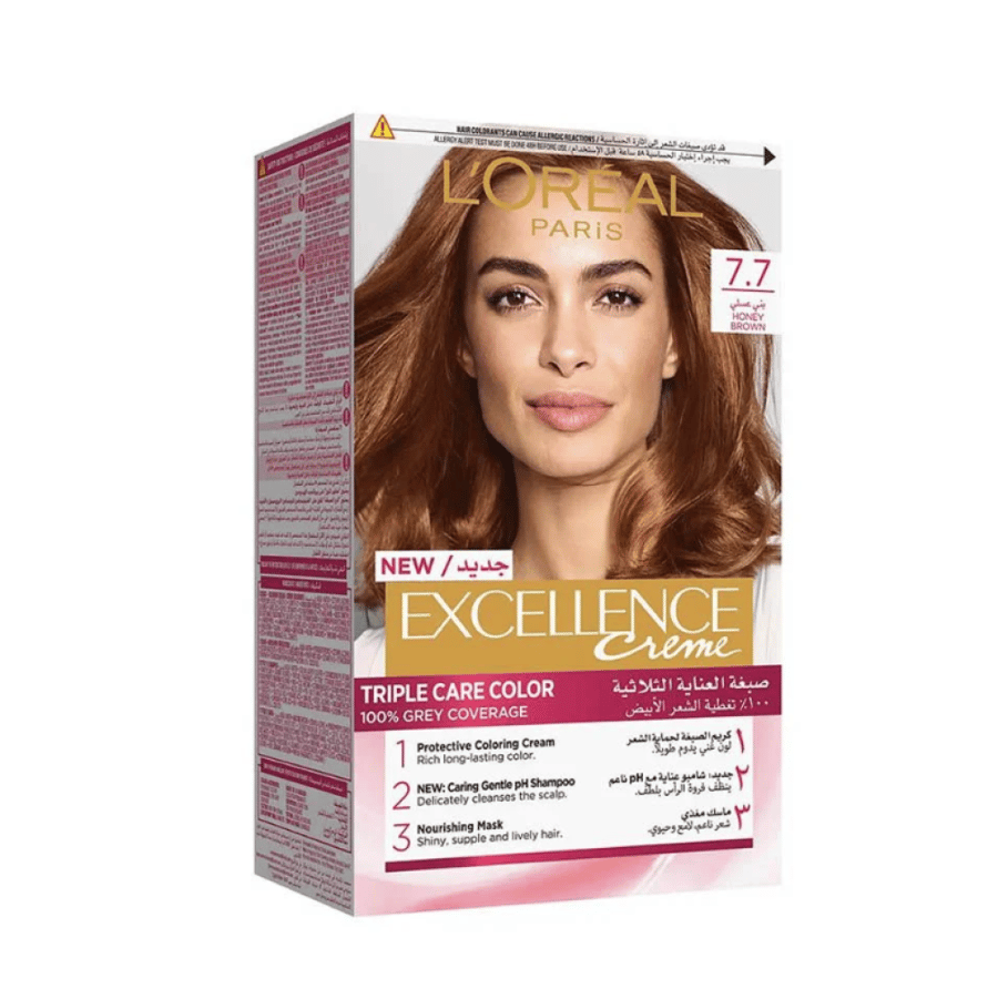 L'Oréal Paris Excellence Hair Dye Care Triple - Hazel Brown 7.7