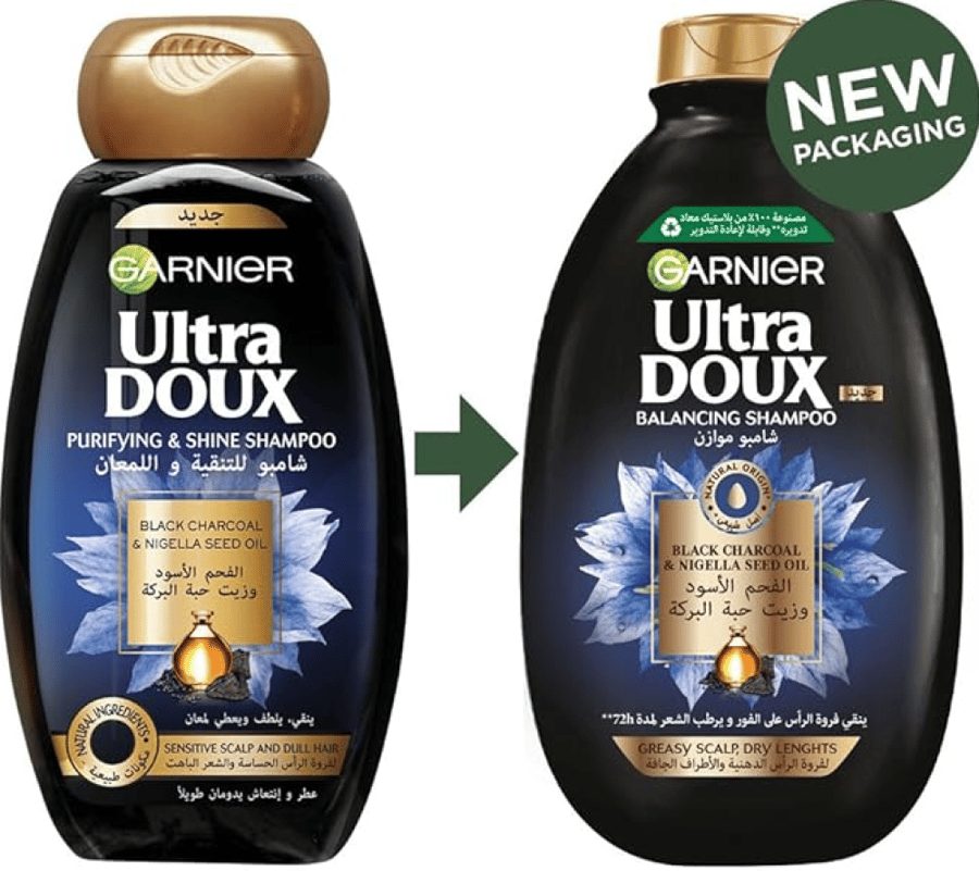 Garnier hair shampoo with black charcoal and black seed oil 400 ml