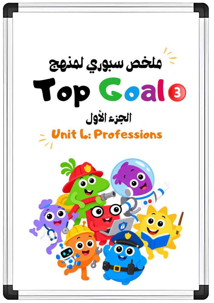 ملخص سبوري الوحدة الرابعة Professions لمنهج Top Goal3 الجزء الأول