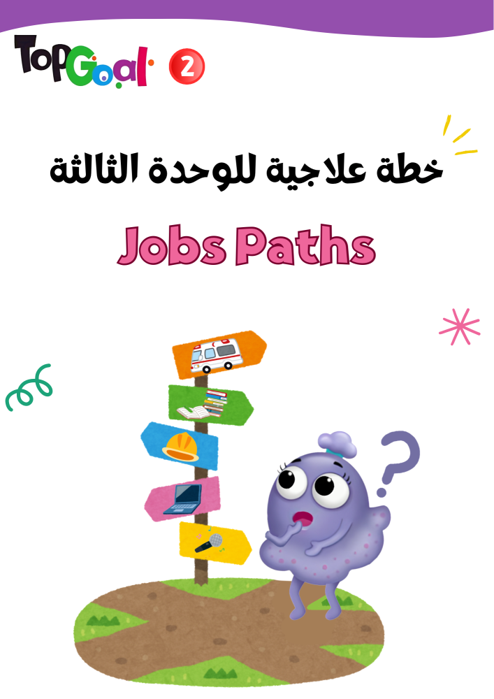 خطة علاجية لمنهج Top Goal2 لمهارات الوحدة الثالثة Job Paths الجزء الأول