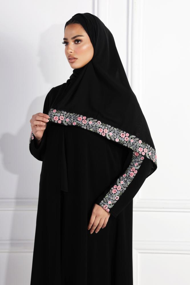 Abaya crepe with flower