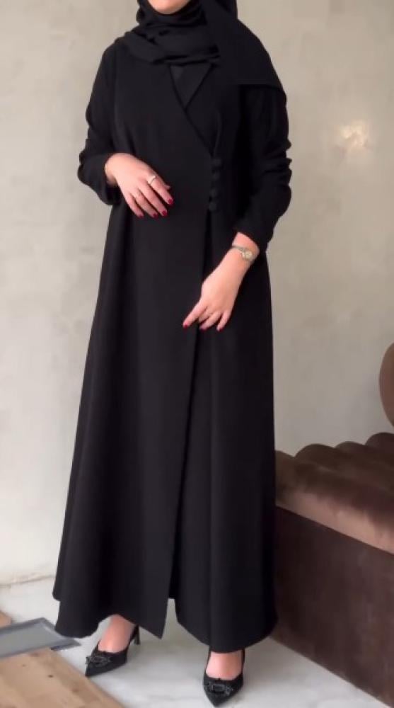 عباية كريب سوداء فاخرة للمشاوير اليومية