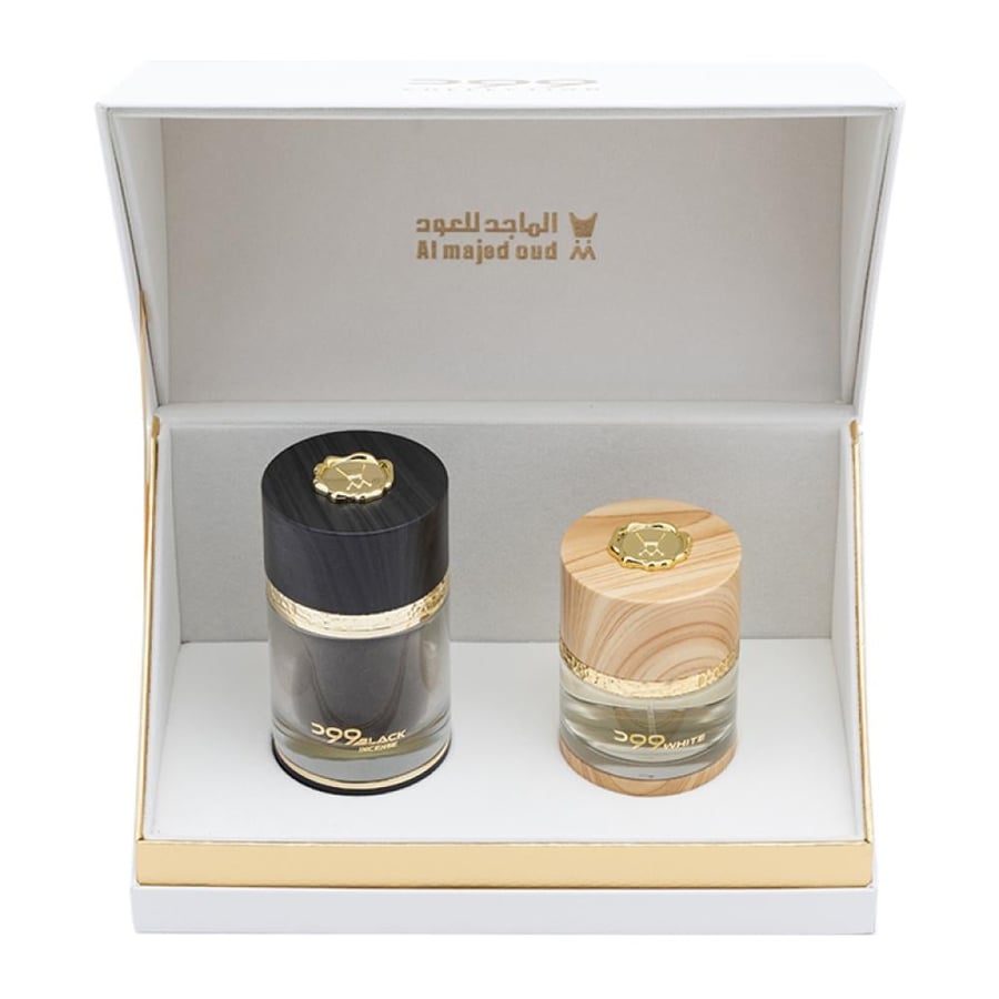مجموعة عطر وود وايت 75 مل و دخون وود بلاك إنسنس - 45 جم