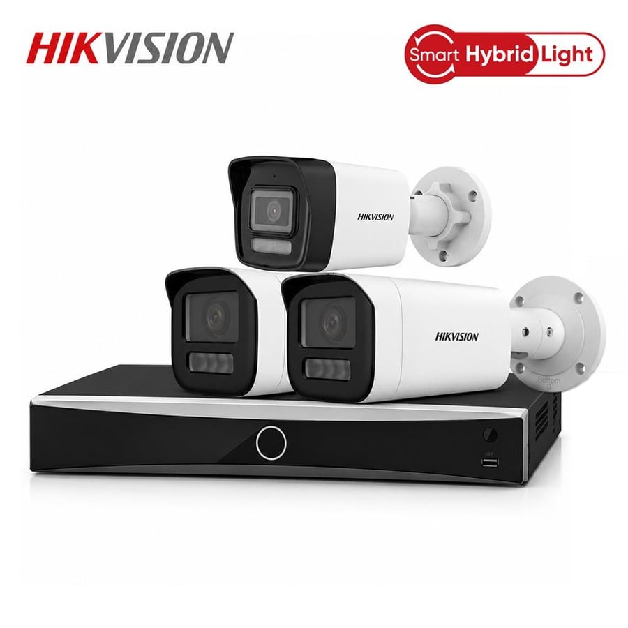 بكج 2 كاميرات خارجية 8 ميجا اي بي + 1 كاميرا خارجية 6 ميجا اي بي هيكفيجن Kit 6MP & 4K 8MP Smart Hybrid Light HIKVISION