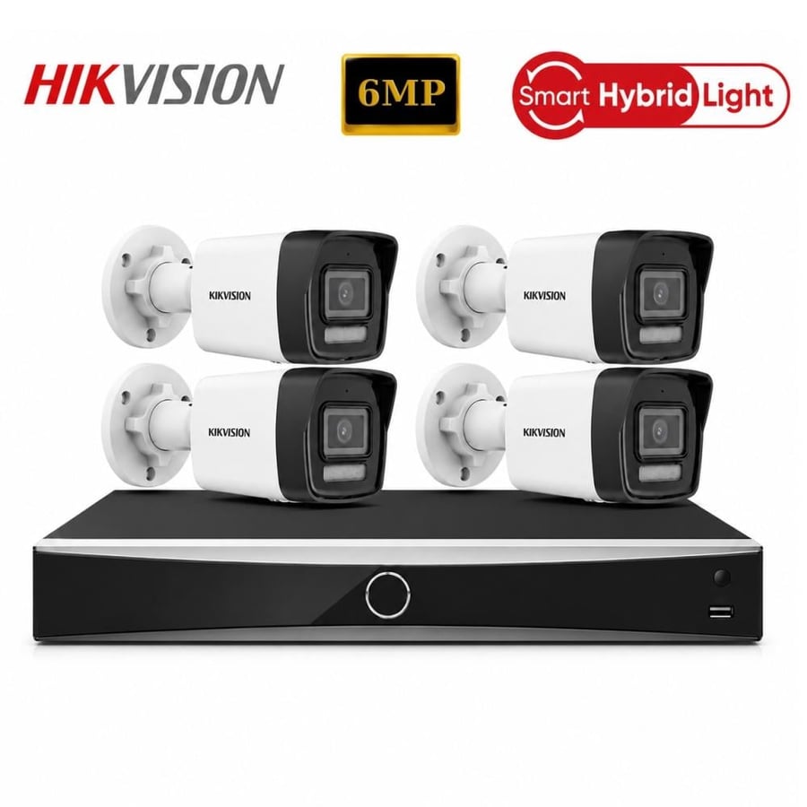 بكج 4 كاميرات خارجية 6 ميجا اي بي هيكفيجن 6MP Smart HIKVISION