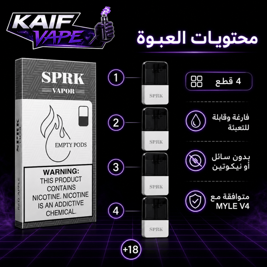محتويات عبوة بودات سبارك الفارغة V4