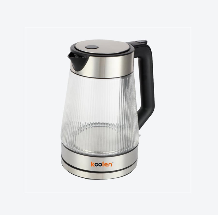 غلاية كهربائية كولين 1.7 لتر زجاج / ستانلس ستيل مع اضاءة 2200 واط Koolen Electric Glass Kettle 800102061