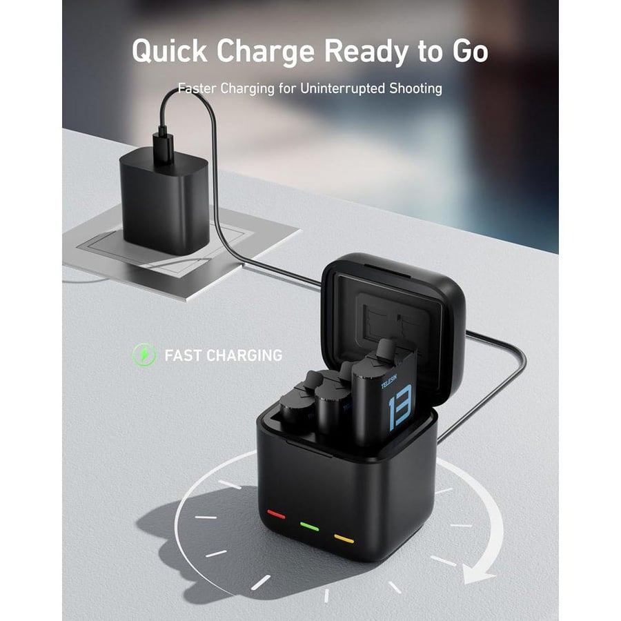 TELESIN Charger Box + 2 Batteries Set for GoPro HERO13