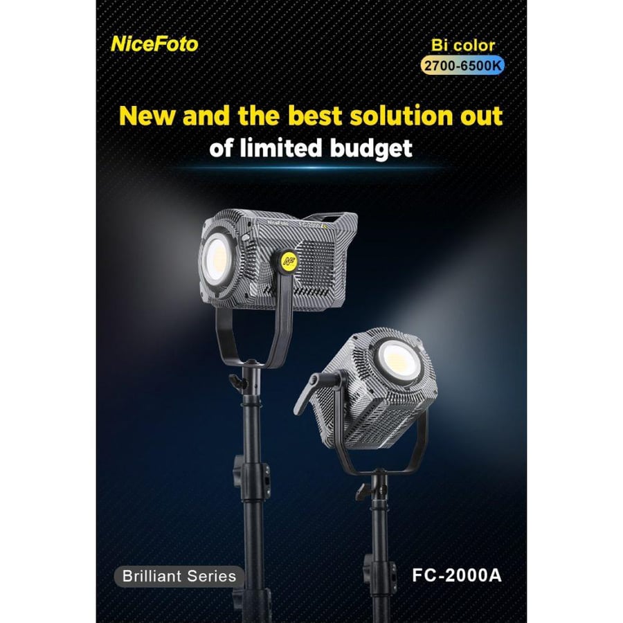 NiceFoto FC-2000A 200W Bi-Color COB LED Video Light