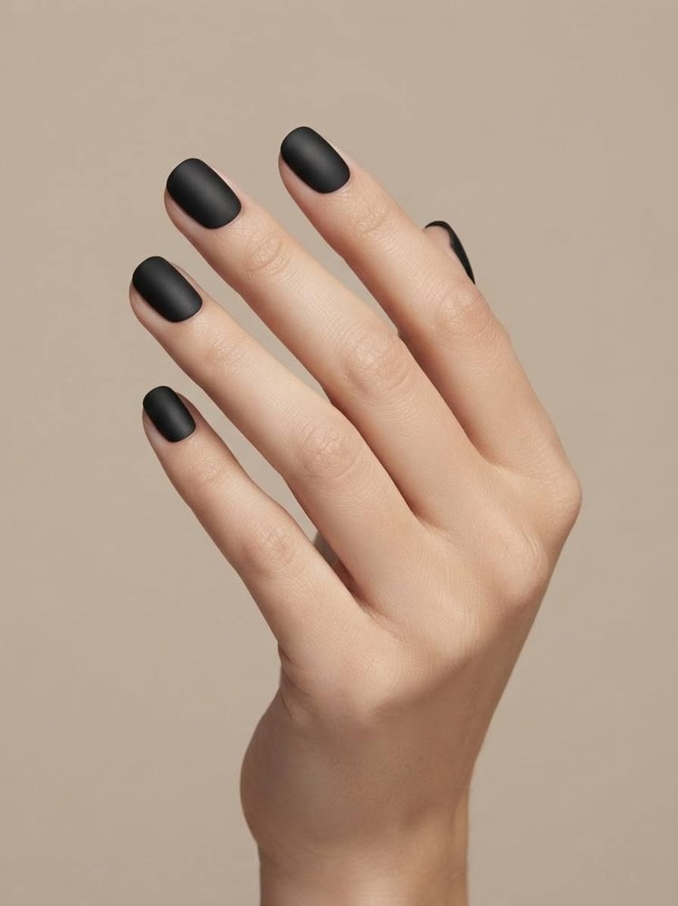 Matte Black Classic Nails