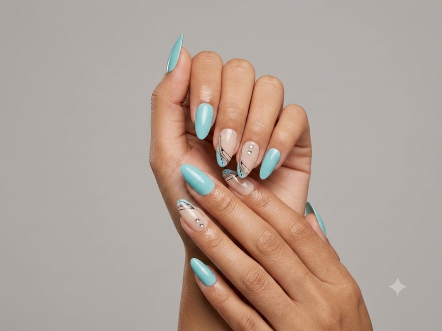 Sky Blue Chic Nails