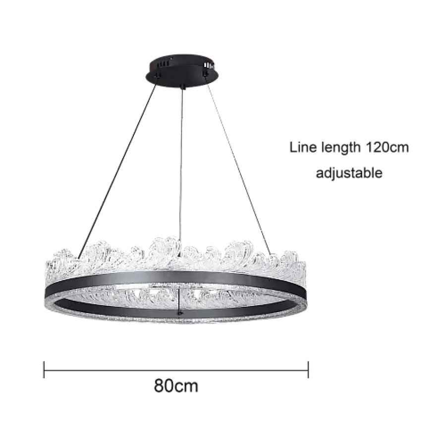 علاقي أسود LED 115 واط بقطر 80 سم وثلاث درجات إضاءة للسقف