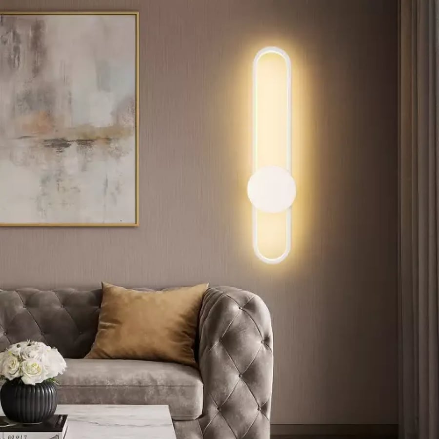 ابليك جداري لاسلكي أبيض LED | 3 ألوان إضاءة وبطارية ليثيوم 5 واط