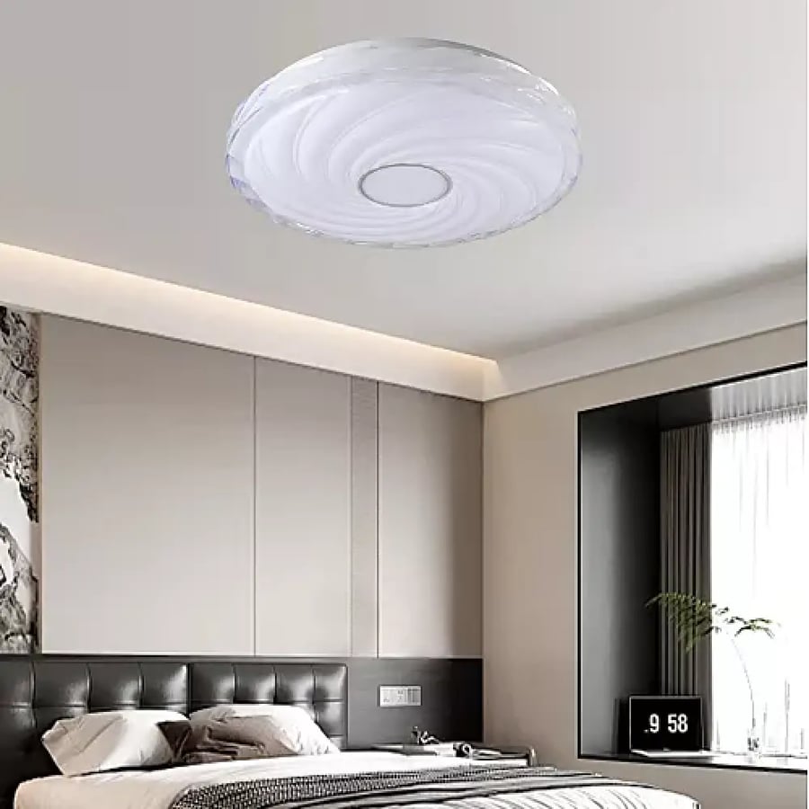 لطش سقفي أبيض دائري LED بثلاثة ألوان إضاءة وقطر 40 سم