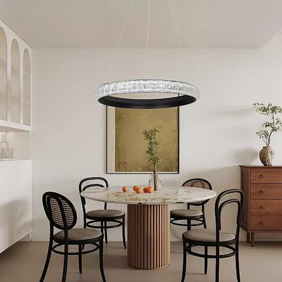 علاقي أسود LED 65 واط بمقاس 60 سم وثلاث درجات إضاءة للسقف