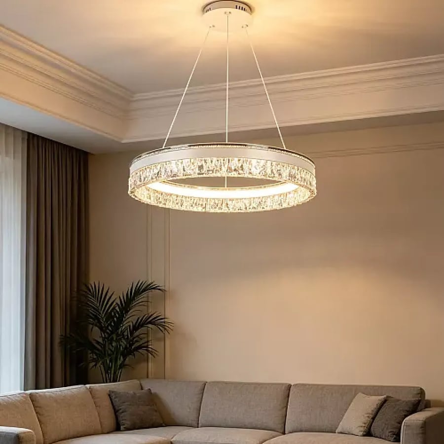 علاقي سقفي أبيض LED 105 واط بثلاث درجات إضاءة وقطر 80 سم