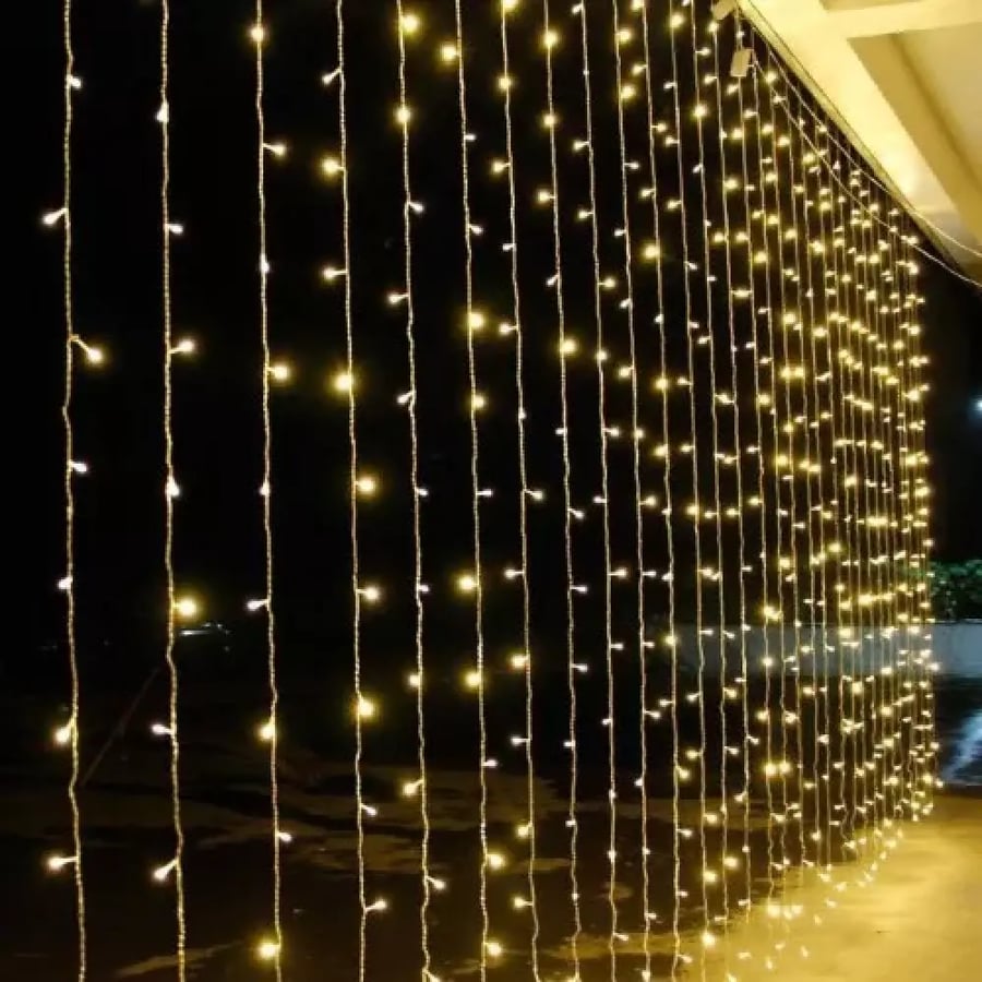 ستارة إضاءة LED صفراء 3×2 متر بالكهرباء | سلسلة ديكورية للمناسبات