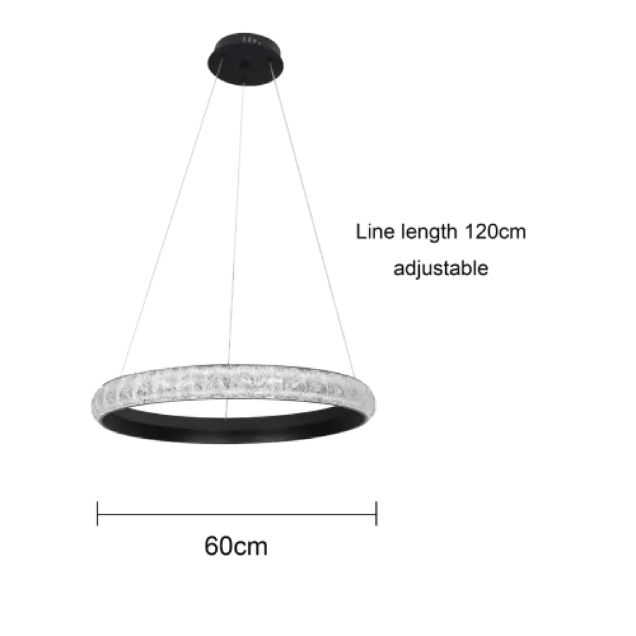 علاقي أسود LED 65 واط بمقاس 60 سم وثلاث درجات إضاءة للسقف