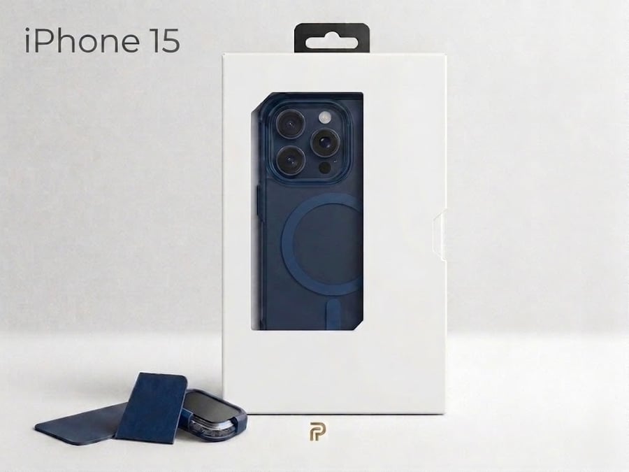 غلاف ايفون 15 Pro Max اللون ازرق غامق