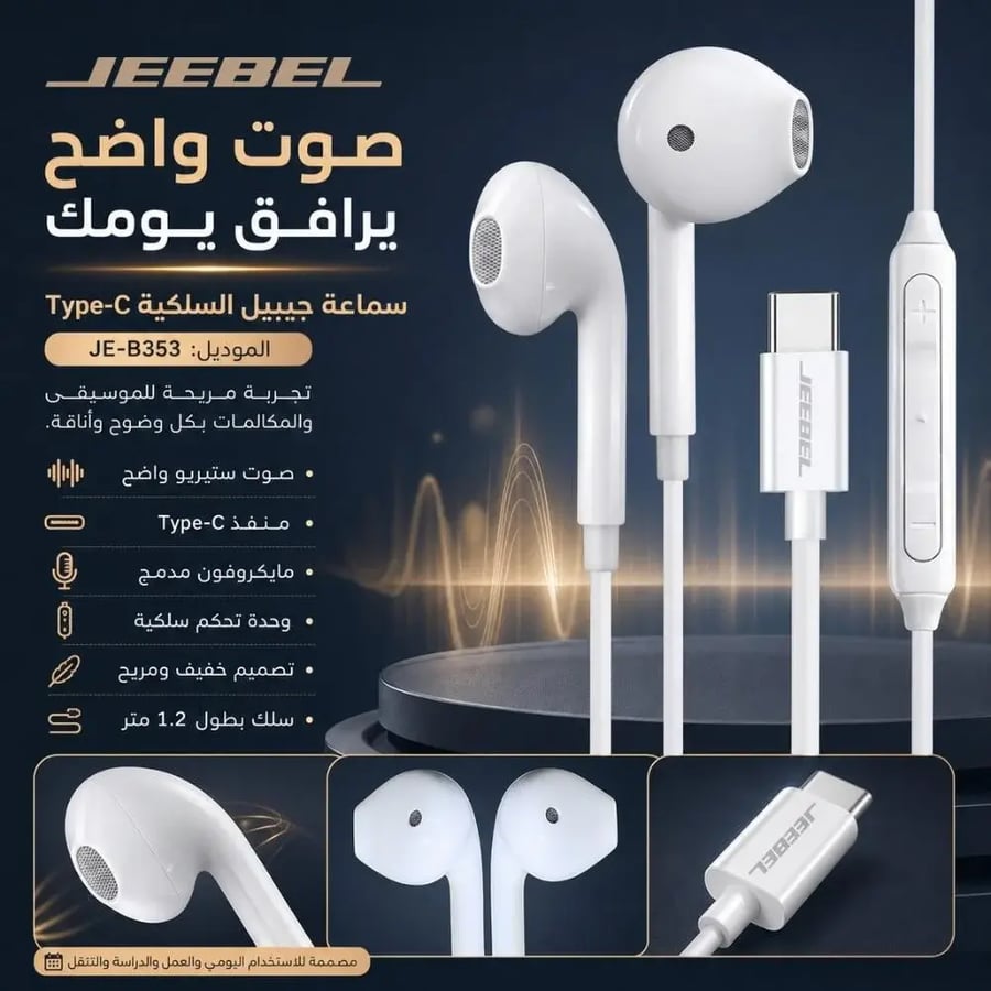 سماعة سلكية  تايب سي صوت نقي JEEBEL