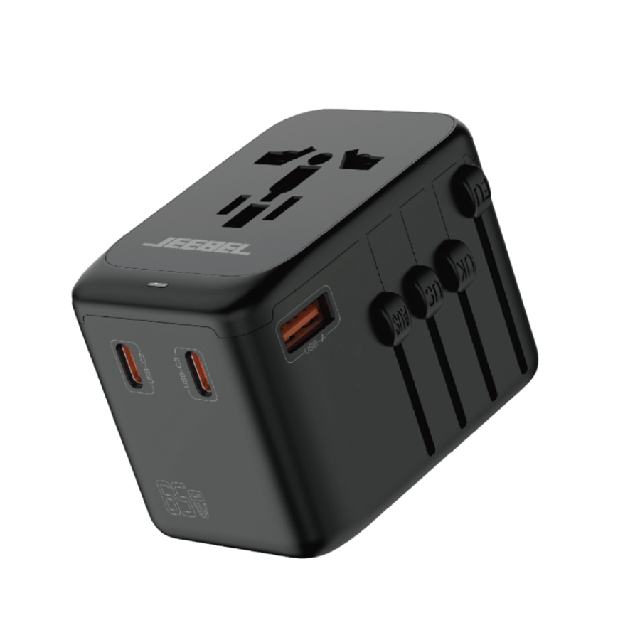 فيش دولي  65 واط  منافذ متعددة 2 منافذ USB-C ومنفذ USB-A شحن سريع JEEBEL