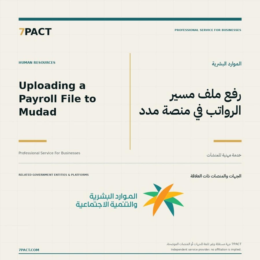 صورة خدمة رفع ملف مسير الرواتب في منصة مدد من 7PACT