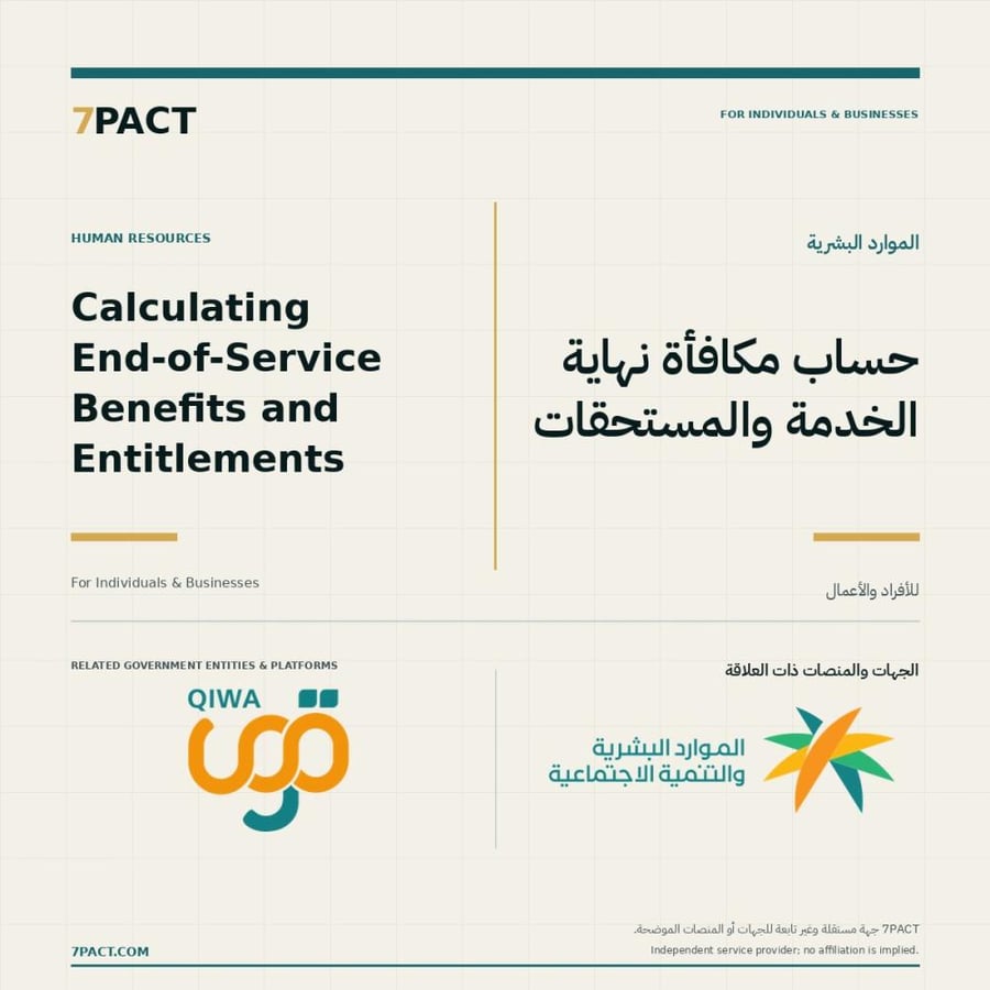 صورة خدمة حساب مكافأة نهاية الخدمة والمستحقات من 7PACT