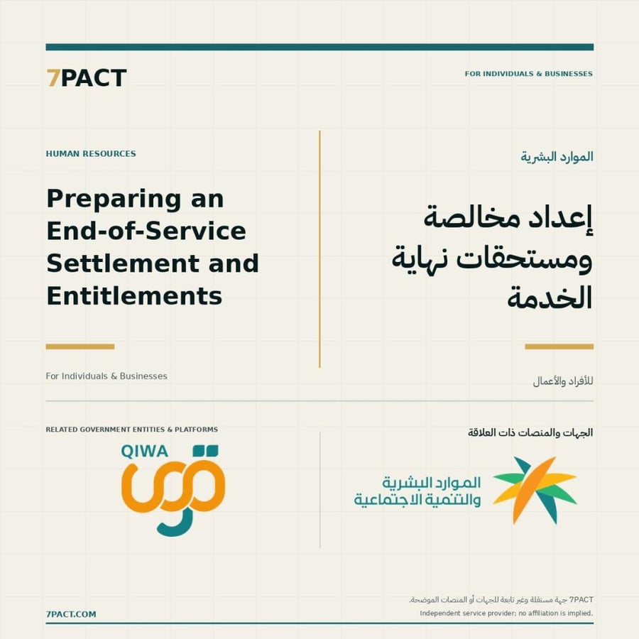 صورة خدمة إعداد مخالصة ومستحقات نهاية الخدمة من 7PACT