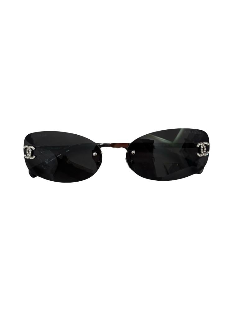 chanel vintage small sunglasses black ( silver )