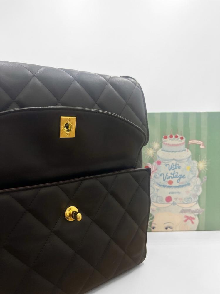 vintage Chanel Double Pocket Shoulder Bag  28 CM